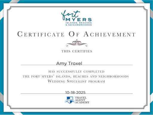 Certificate of Achievement for Amy Troxel, dated 10-18-2025.